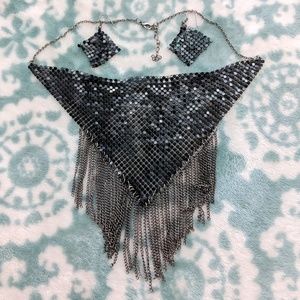 Metal Mesh Necklace and Earrings Set